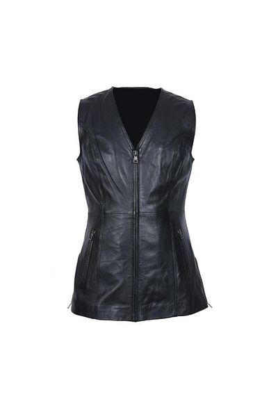Sanalbolluk Women's Zippered Leather Vest