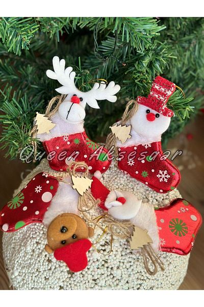 QUEEN AKSESUAR 3D Bright Socks Christmas Polar Bear - Christmas Tree Ornament with Luxury Collection