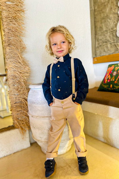 LULU Kids "Tuna" Erkek Çocuk Takım Elbise Papyonlu Ve Slopetli 4'lü Set