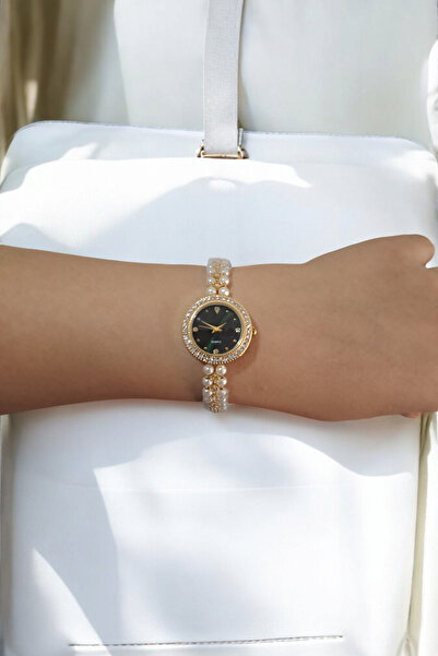 DARK BLANC Elegant Wrist Watch with Pearls