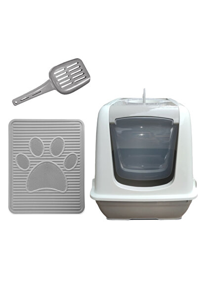 Petozi Kedi Tuvalet Seti (KAPALI TUVALET-PASPAS-KÜREK) Xl Kedi Tuvaleti