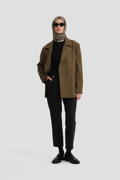 Armine Black Asymmetrical Closure Trousers - 24K2707