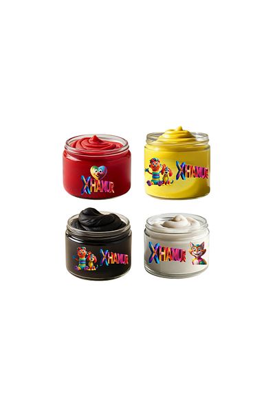 Xhamur Premium Natural Play Dough - Set of 4 (4X150Gr) Red, Yellow, Black, White