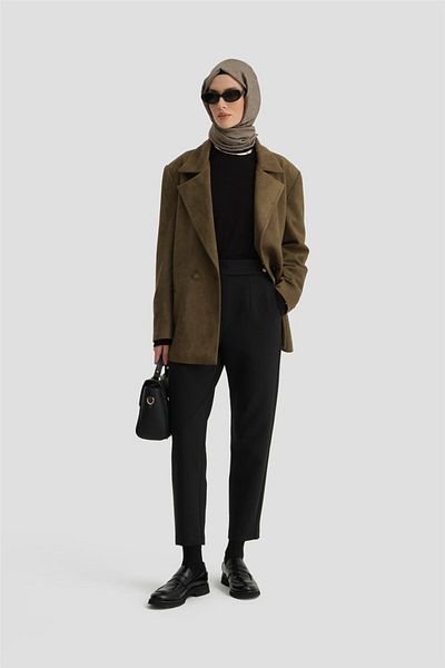 Armine Black Asymmetrical Closure Trousers - 24K2707