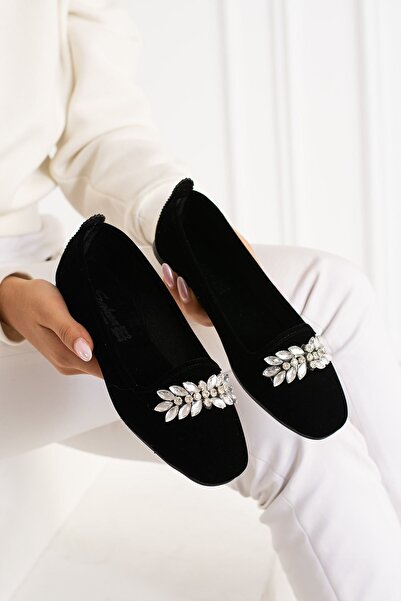 FUGA MODA Logan Black Leaf Stone κέντημα Λεπτομερείς μπαλαρίνες