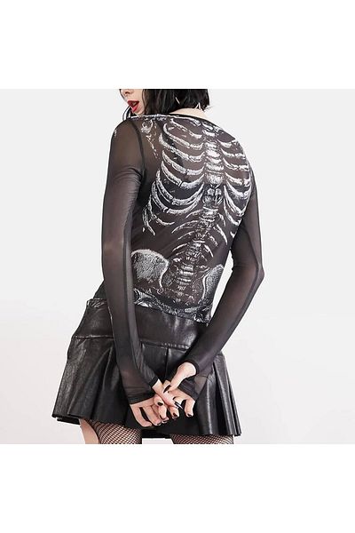 Köstebek Μακρυμάνικη μπλούζα Gothic Punk Tulle Skeleton