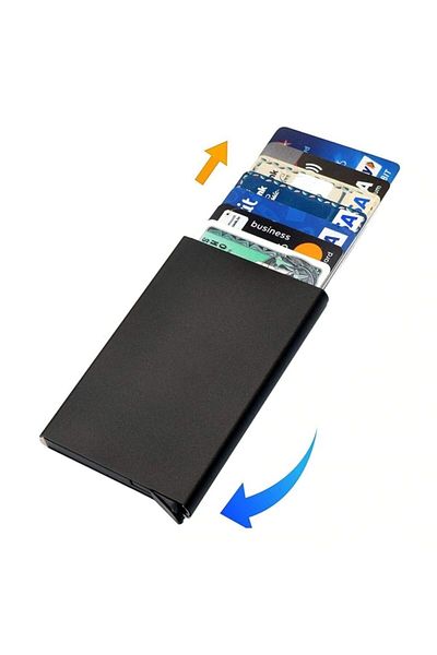 Emek Black Automatic Metal Credit Card Holder Business Card Holder