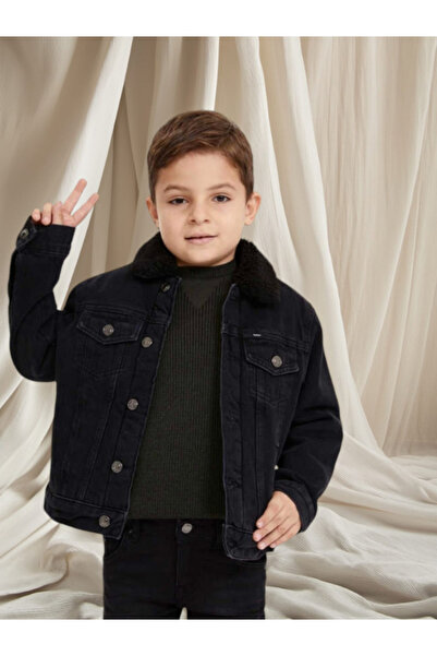 LUSSOLİFE Unisex Çocuk İç ve Yaka Kürk Detaylı Düğmeli Üst