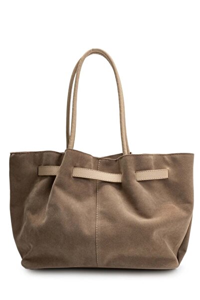 Lifonbag Dámská kabelka do ruky a přes rameno z pravé kůže semiš s dlouhým popruhem