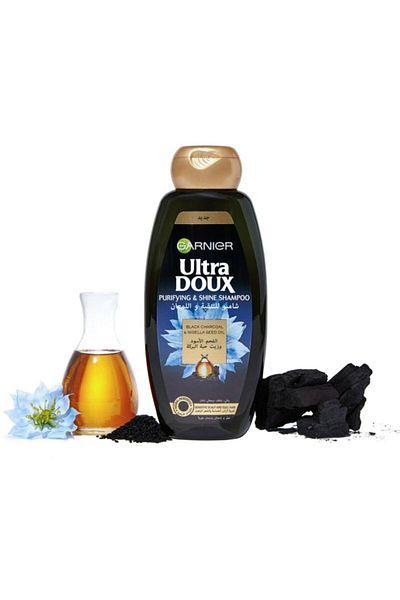 Garnier - Ultra Doux Shampoo - Nigella Seed & Charcoal - 600Ml