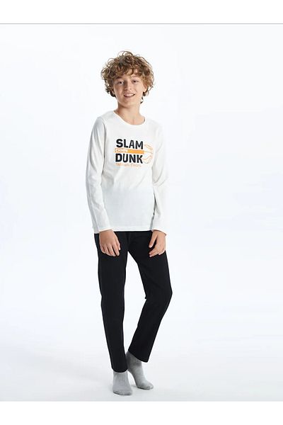 LC Waikiki Σετ πιτζάμες για αγόρια LCW Kids Ecru Crew Neck