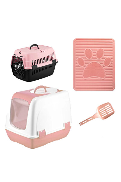Petozi Kedi Başlangıç Seti. Kapalı Tuvalet Taşıma Çantası Paspas