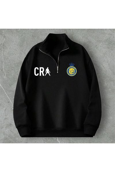 Pisa Art Кристиано Роналдо X Al Nassr CR 7 Специален дизайн суичър с ветрило с половин цип