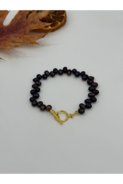 DURAN TAKI TASARIM Hakiki Siyah İnci Gümüş Bileklik