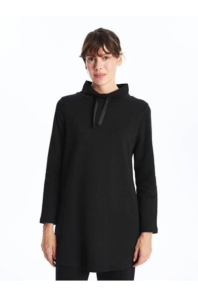 LC Waikiki Black Half Turtleneck Women's Thick Sweatshirt Tunic