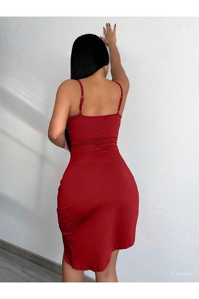 FROOY Women's Low-Cut Chest Back Long Front Short Mini Dress