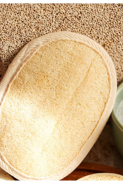 bermark Natural Pumpkin Fiber Bath Scrub - Oval Face and Body, Anti-Cellulite, 16X12 cm