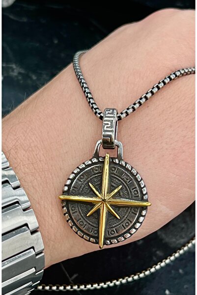 Naviforce Aged Compass Model Stainless 316L Steel Men's Pendant Necklace