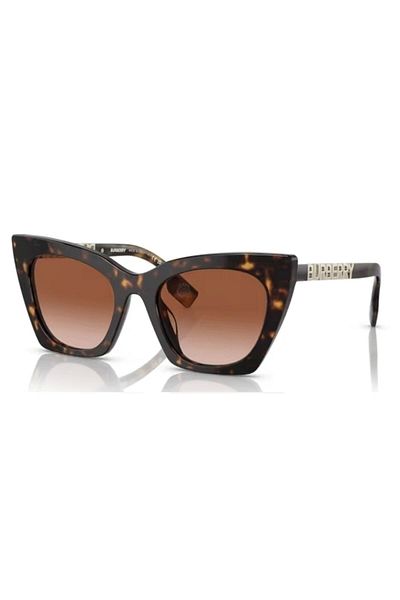 BURBERRY Woman Cat Eye Sunglasses- Be 4372u - Lense Size:52mm - Dark Havana