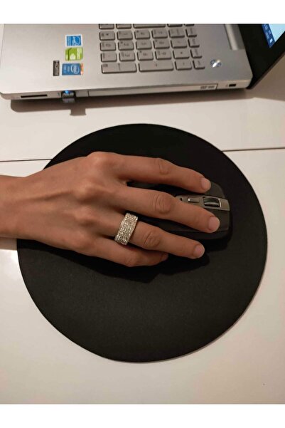 MAĞAZA DEPOM Yuvarlak Mouse Pad - Siyah Geniş Fare Altlığı - Daire Mousepad -...