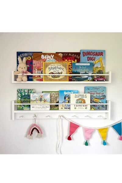 EGN WOODS 60cm Montessorie Hanging Bookshelf Baby Room Organizer Set of Two