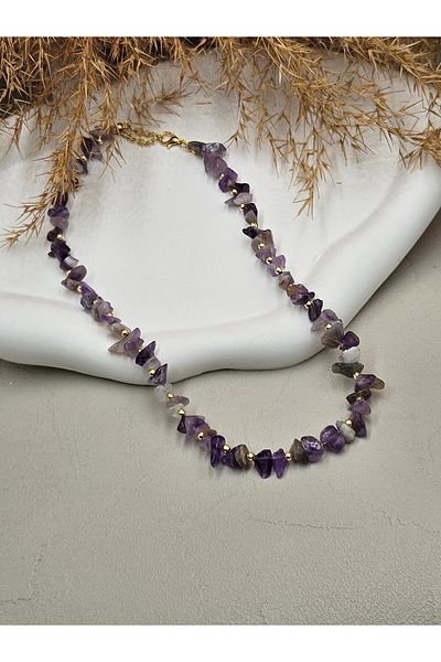 AURA Natural Stone Necklace (Amethyst / Positive Energy Stone)