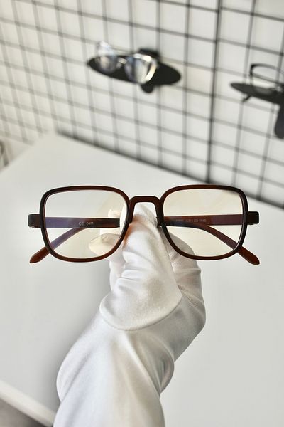 LOOKUP NEW Freemason Brown Square Rectangle Bone Transparent Women Men Unisex Blue Screen Goggle Eyewear