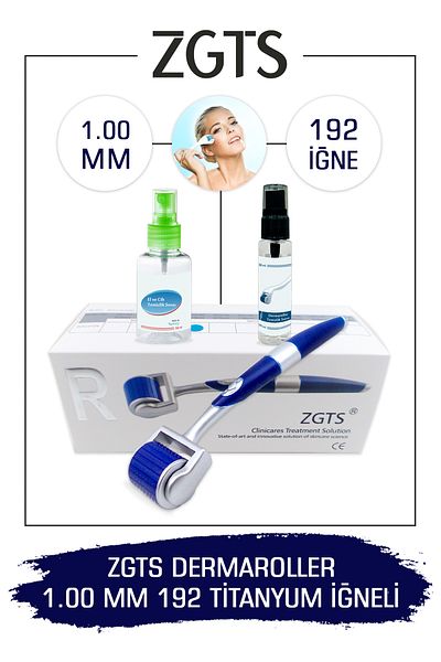 Zgts Blue Line Dermaroller 1.00mm Titanium 192 Needle Derma Roller