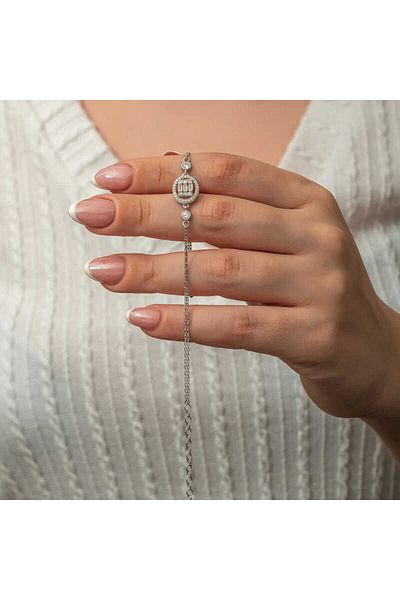 Skygo Stoned Silver Oval Women's Bracelet