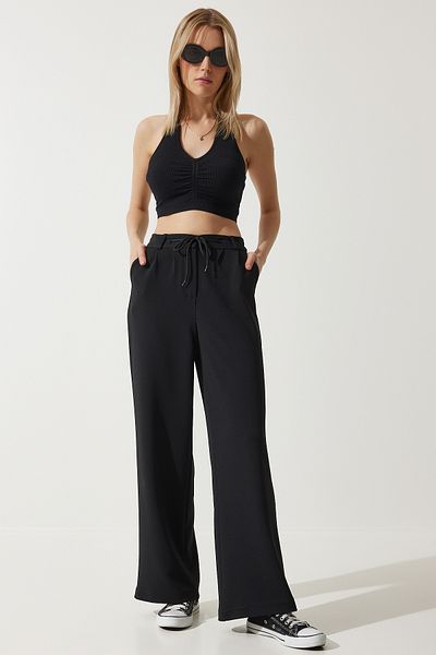 Lovelyİstanbul Black Wide Leg Sweatpants - Lrv0085