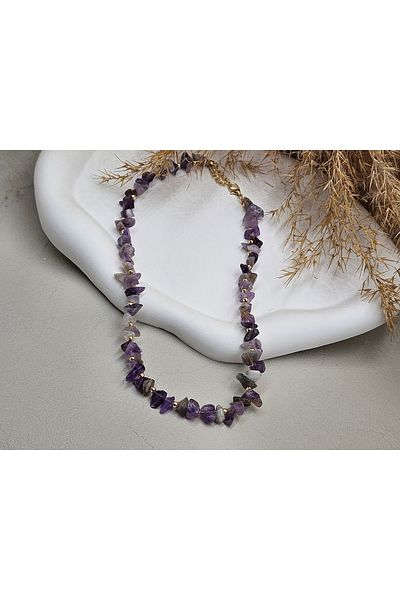 AURA Natural Stone Necklace (Amethyst / Positive Energy Stone)
