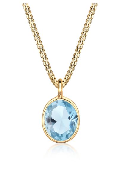 ELLI Necklace Ladies Solitaire Pendant Elegant With Topaz Light Blue In 925 Sterling Silver