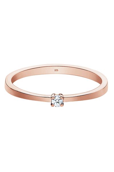 ELLI Inel de logodnă pentru femei cu diamant clasic (0,03 ct) în argint 925