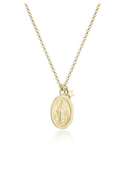 ELLI Necklace Women Marian Image Pendant Plain In 925 Sterling Silver