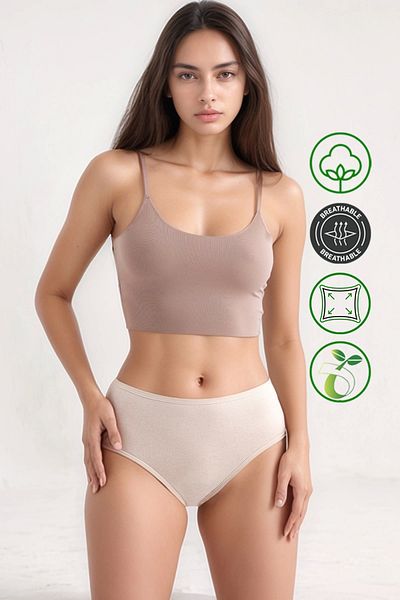 MEINE LIEBE سراويل داخلية قطنية مرنة للغاية بخصر عالٍ