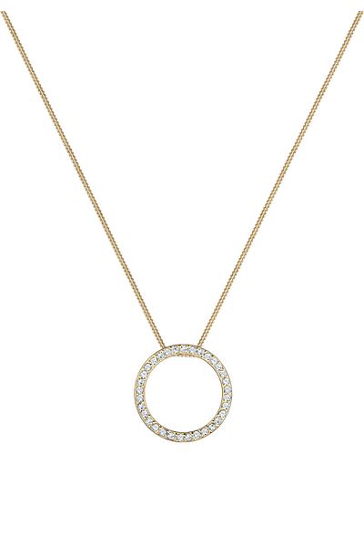 ELLI Necklace Ladies Circle Pendant Classic With Crystals In 925 Sterling Silver