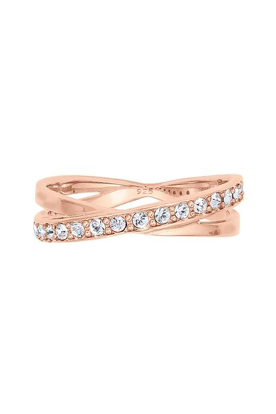 ELLI Eleganter Ring aus 925er Sterlingsilber – mit Efeu-Kristallen