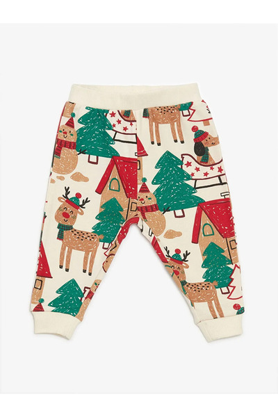 LC Waikiki Lcw Ecru Christmas Themed Baby Boy Tracksuit Set