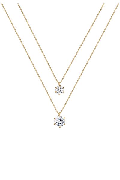 ELLI Náhrdelník Ladies Curb Solitaire Základní trend ve vrstvě s krystaly ze stříbra 925