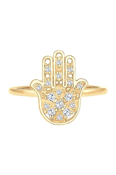 ELLI Ring Woman Hamsa Hand Symbol Karma Zirconia Crystals 925 Sterling Silver