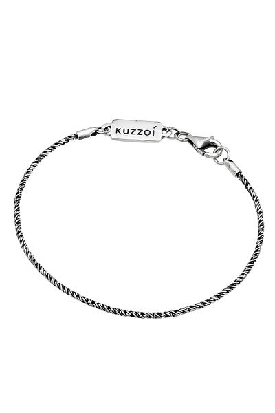 KUZZOI Brățară bărbați colier snur răsucit de bază elegant oxidat din argint 925