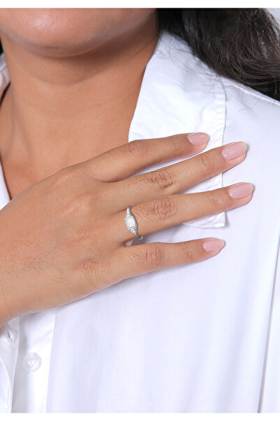 ELLI Prsten PREMIUM Dámský čtvercový vintage prsten s měsíčním kamenem ze sterlingového stříbra 925, pozlacený