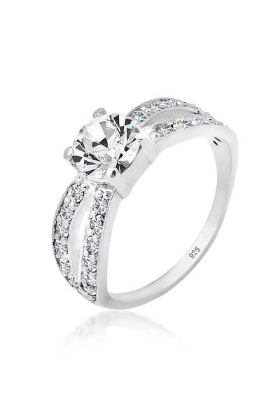 ELLI Ring Damen Solitär Glamourös mit Kristall in 925 Sterling Silber
