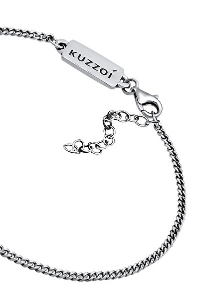 KUZZOI Pánský náramek Curb Chain Basic Minimal Oxidovaný nastavitelný, stříbro 925