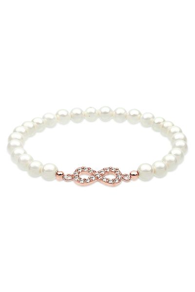 ELLI Elegantes Damenarmband – Infinity-Symbol, Muschel, Kern und Kristalle aus 925er Sterlingsilber
