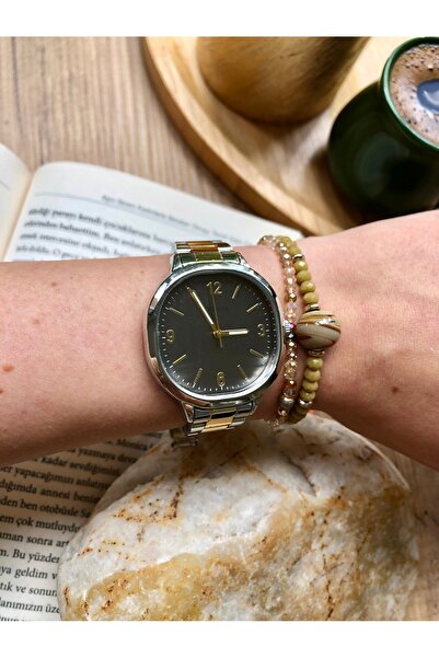 Coliseum Square Gold Silver Black Women's Wristwatch