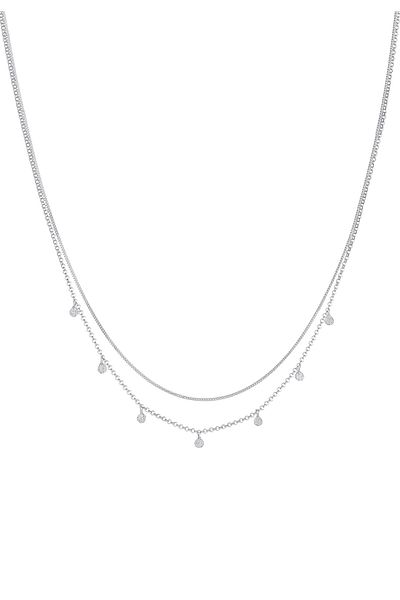 ELLI Halskette Damen Layer Plättchen Anhänger gehämmert Trend Blogger in 925 Sterling Silber