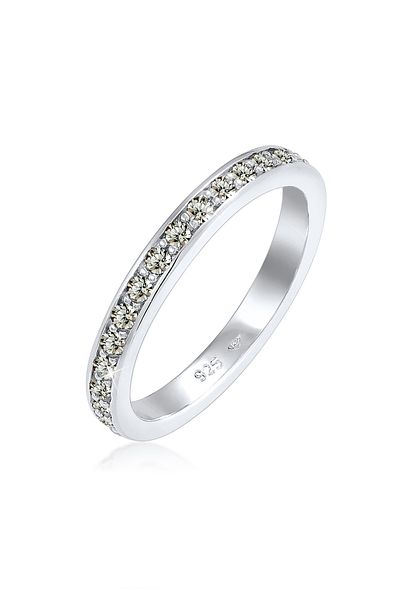 ELLI Ring Damen Band Memoire mit Kristallen aus 925 Sterling Silber