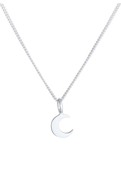 ELLI Colier pentru femei Moon Half Moon Astro Basic Curb Lanț din argint 925