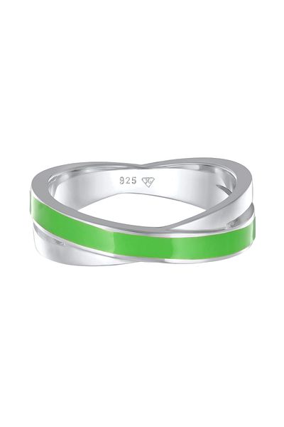 ELLI Ring Damen Wickel Modern mit Emaille Weiß aus 925 Sterling Silber